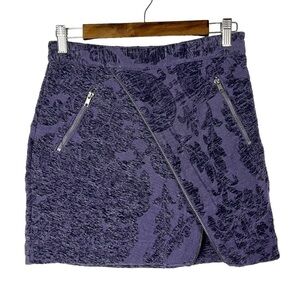 Urban Outfitters UO Purple & Black Floral Velvet Moto Mini Skirt M